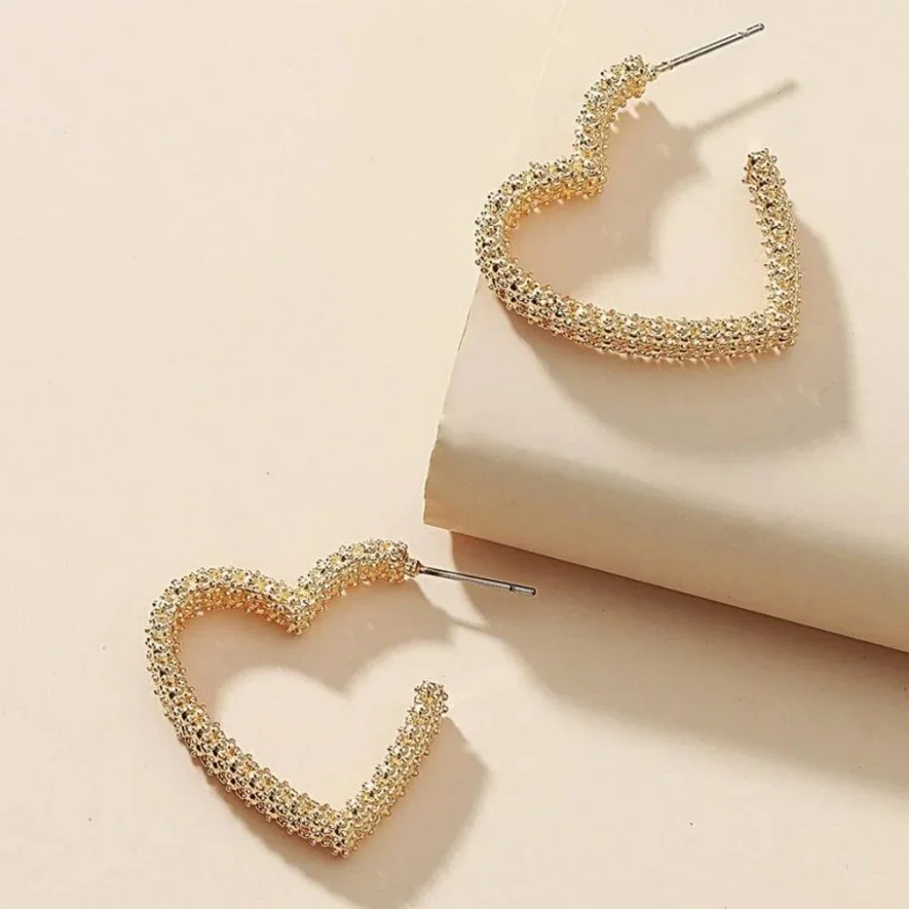 gold toned Heart Design Earrings